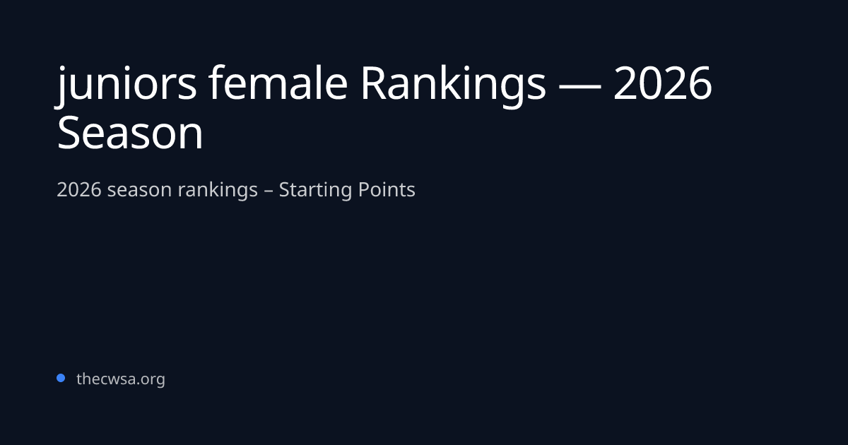 juniors female Rankings — 2026 Season | CWSA